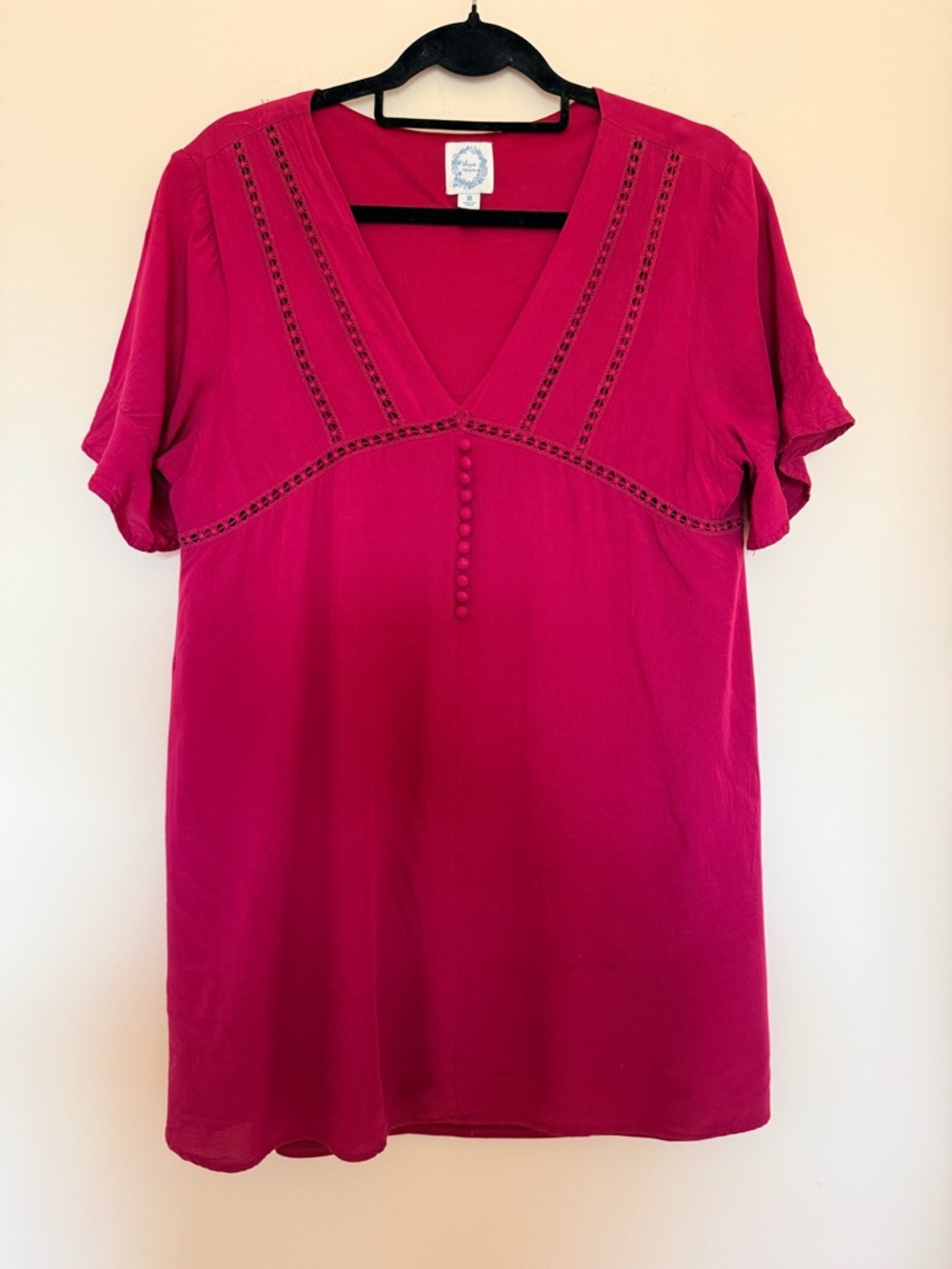 Blue Rain Burgundy V-Neck Short Sleeve Tunic